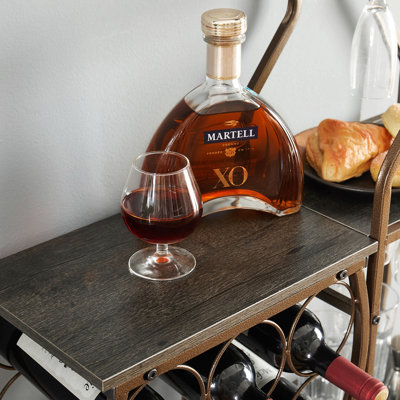 Support à vin moderne pour 11 bouteilles, support à vin autoportant à 5 niveaux avec porte-verres à vin suspendu et tablettes de rangement