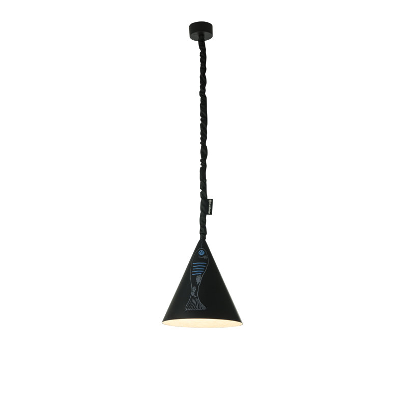 1 - Light Black Cone Pendant, White