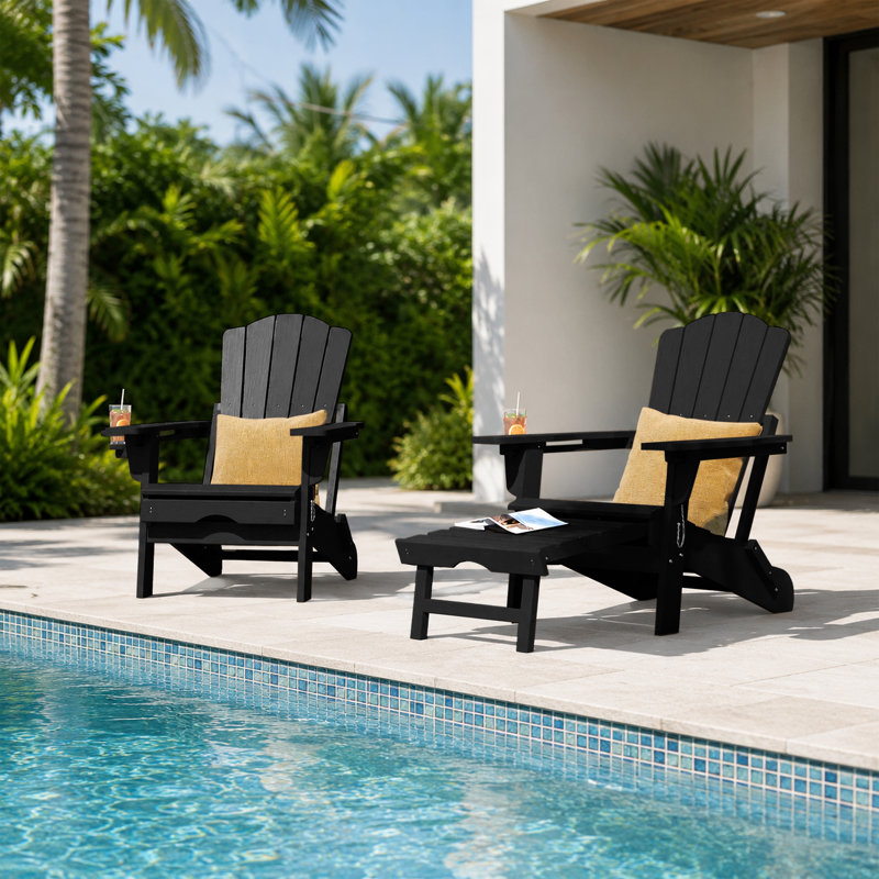Dareona Pakkdiarie Folding Adirondack Chair with Cup Holder,HDPE Outdoor Chair with Comfort Ergonomic Seat for Patios,Lawn,Garden, Backyard Use