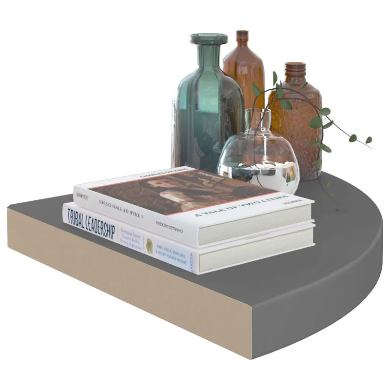 Arsi Corner Shelf, 3.8cm H x 35cm W x 35cm D, High Gloss Grey