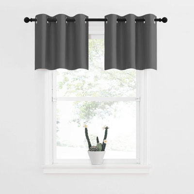 NICETOWN Blackout Small Window Valances, Rustic Farmhouse Curtains Grommet Top Thermal Insulated Window Drapes for Kitchen/Bathroom/Basement, 2 Panels.