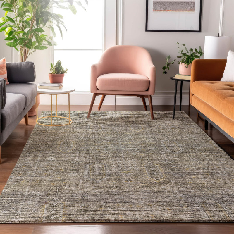 Premium Machine Washable Prisco Taupe Rug, Rectangle 10' x 14'