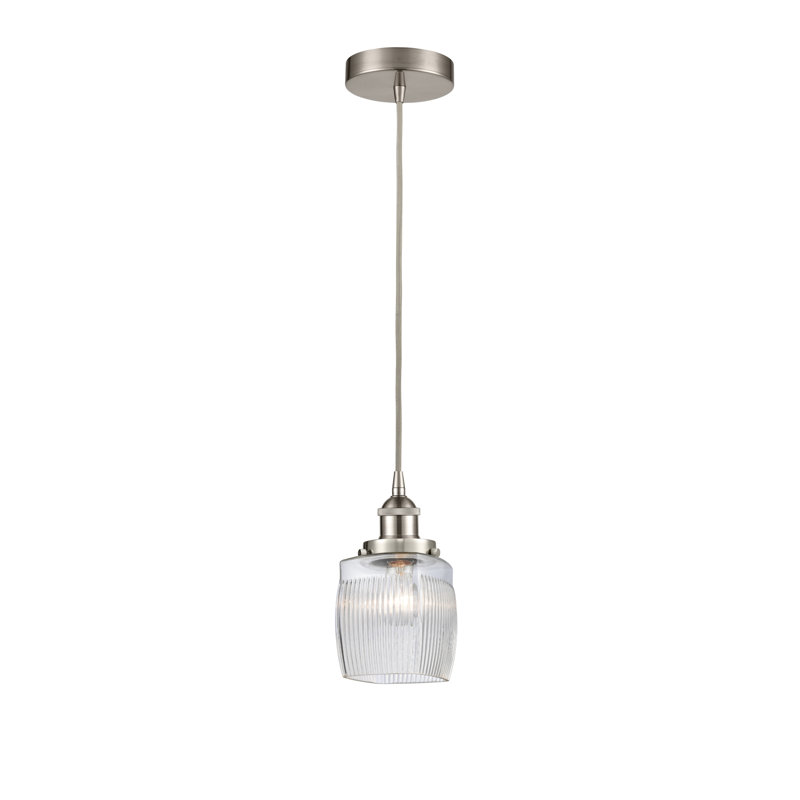 Luminaire suspendu simple à 1 lumière Mireya, Nickel satiné brossé