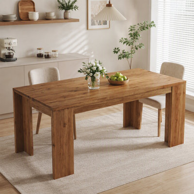 63″ Rectangular Solid Wood Dining Table for 6 to 8, Farmhouse Kitchen Table without MDF