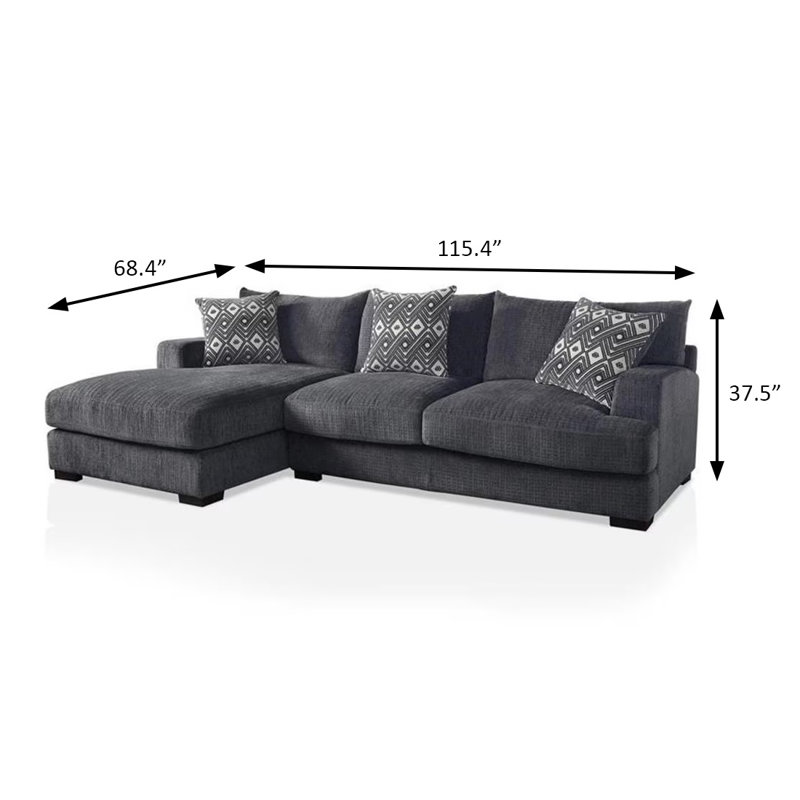 Canapé modulaire en L 115,4 po, gris, Face à la gauche