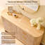 Commode moderne à 6 tiroirs pour la chambre à coucher, commodes de 54 po de largeur et commode à profil courbé, chêne clair-593862949