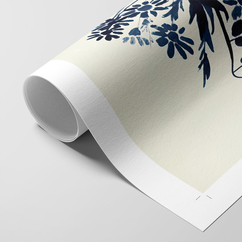 Indigo Floral Vase II - Impression sur toile seulement - NON-CADRE, H 36 po x l 24 po