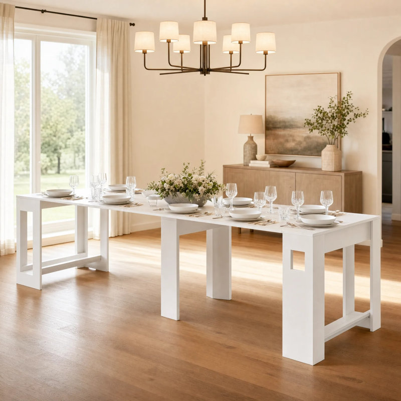 24.9"-120" L X 35.4" W X 30" H Extendable Solid Wood Dining Table