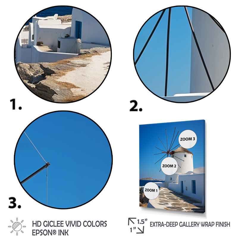Santorini, Grèce, moulin à vent, paradis, Grèce, art mural, Cadre simple noir, H 20 po x l 12 po x P 1 po