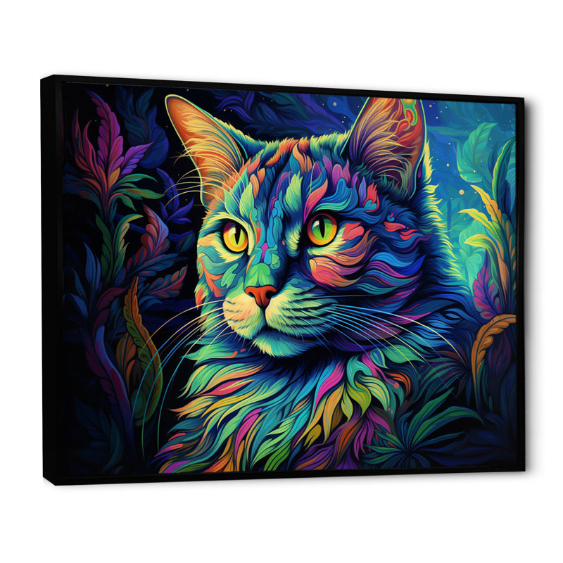 Magical Cat Grace - impression, H 30 po x l 40 po x P 1,5 po, Cadre flottant noir