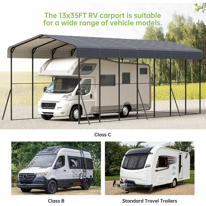 Abri de camping-car en métal 14 po x 35 pi