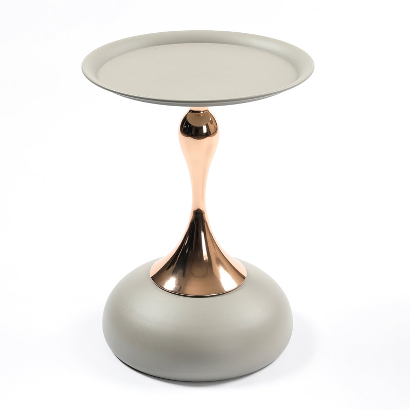 Round Metal Table - Tail Theme For Living Room Use Frame Side Home, Matte Gray, Matte Gray
