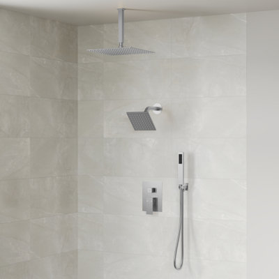 Pressure Balanced 10" Rainfall Shower System, Dual Rain Shower Heads with Rough-In Valve