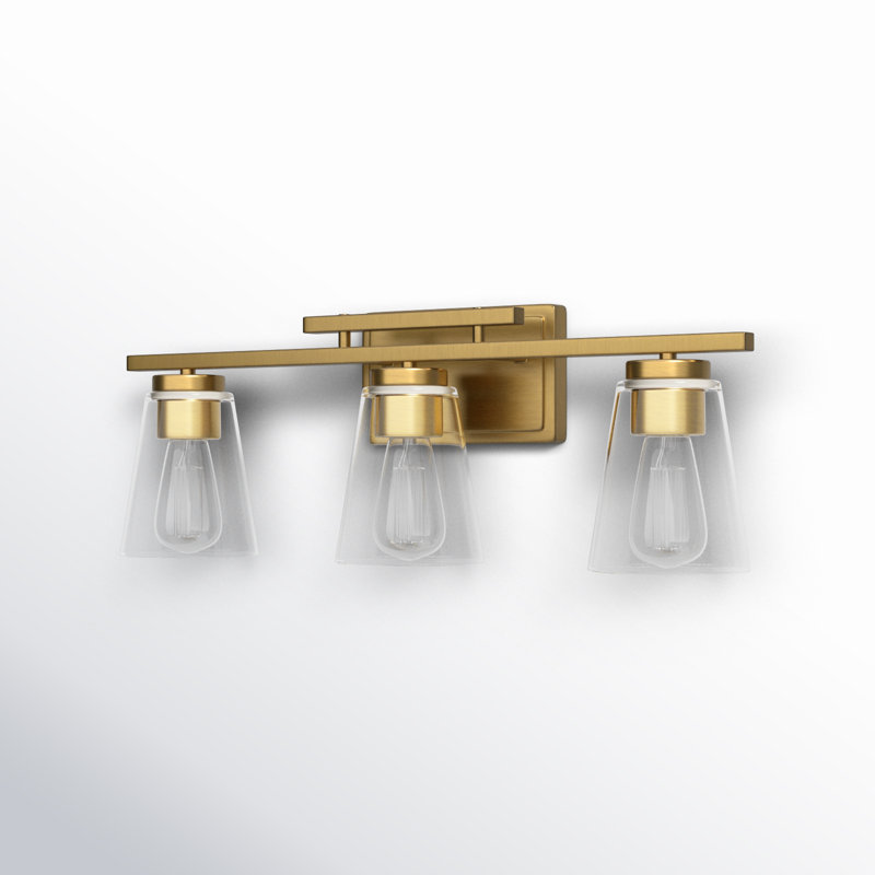 Éclairage pour salle de bain 3 lumières à intensité variable Averi en laiton chaud, Laiton chaleureux