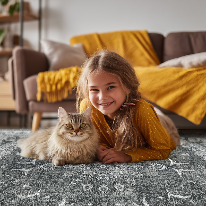 Tapis orientaux, tapis lavables à la machine avec envers en caoutchouc antidérapant pour tous les types de planchers
