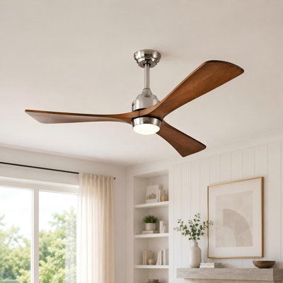 Ventilateur de plafond 52 "avec pales en bois massif et télécommande