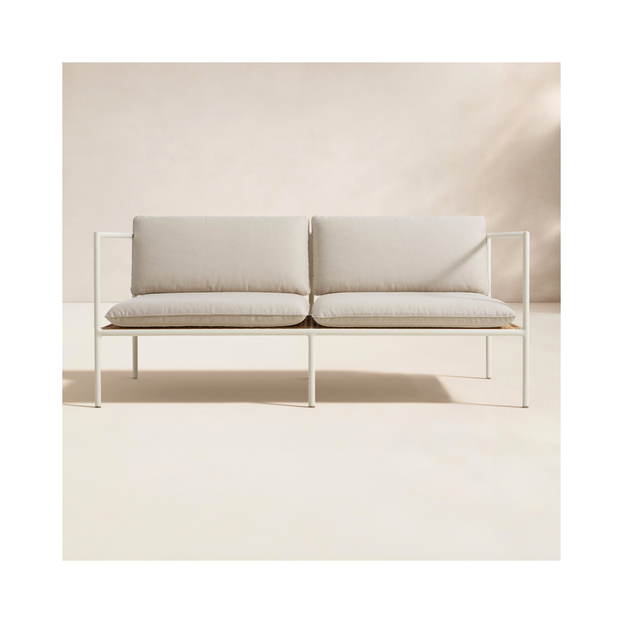 Dog Days 62'' Wide Loveseat with Sunbrella® Cushions, Sunbrella Linen, White