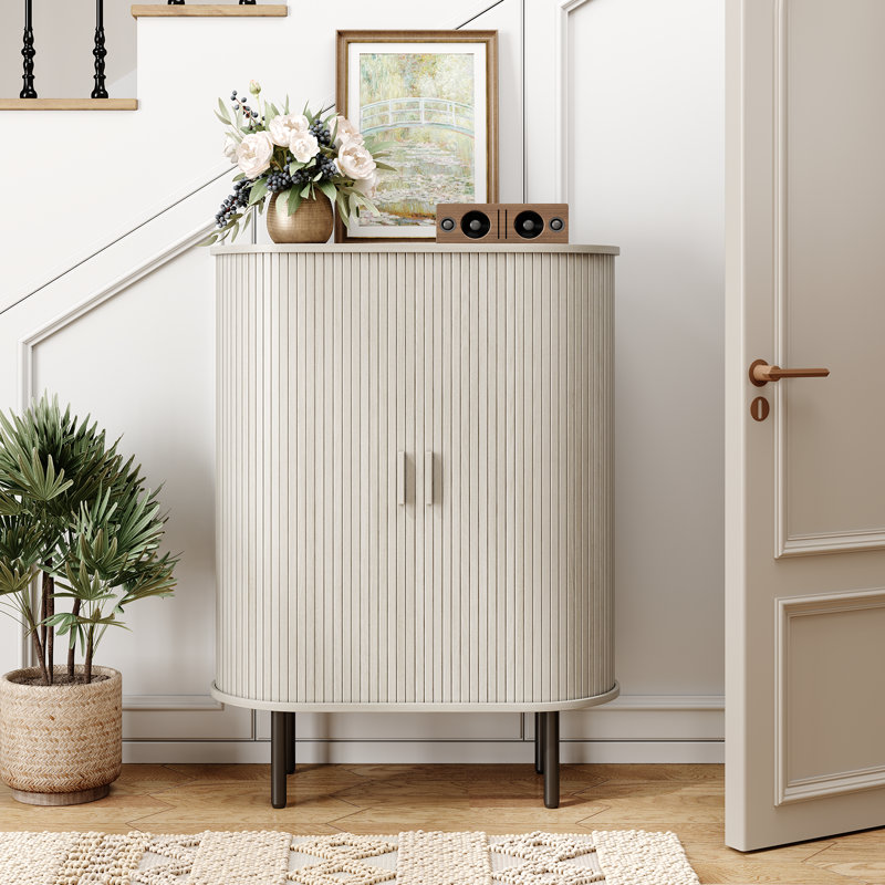 43.3'' Accent Cabinet With Tambour Doors, White