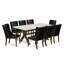 L'ensemble de mobilier de salle à manger 9 pièces comprend une table de salle à manger rectangulaire avec des pieds en X et 8 chaises Parsons en similicuir noir-1319542032-1319542039-1319542038