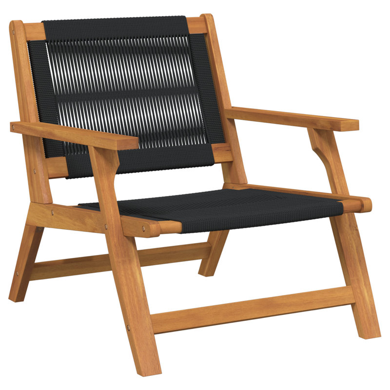 Set Of 3 Teak Look Acacia Wood Medium Durable, Black/Brown