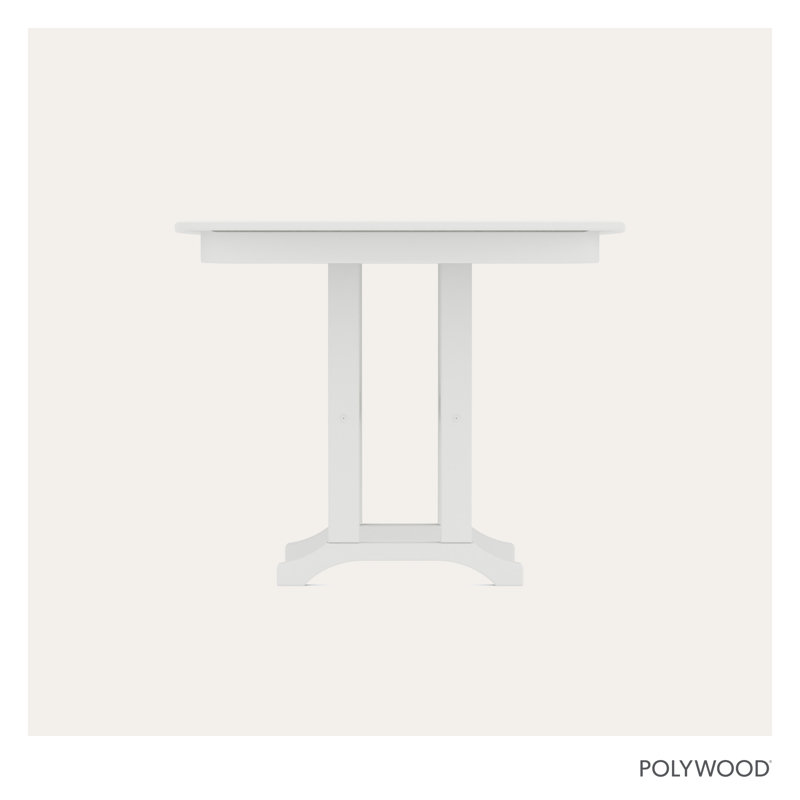 POLYWOOD Nautical Dining Table, White, 29" H x 36.75" L x 36.75" W