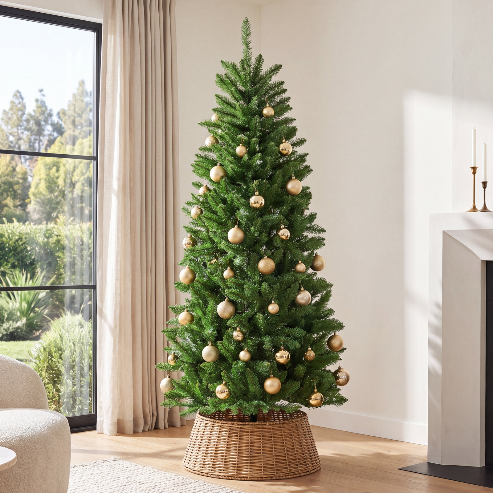 White Flocked 7' Pre-Lit Pine Christmas Tree, 5' H