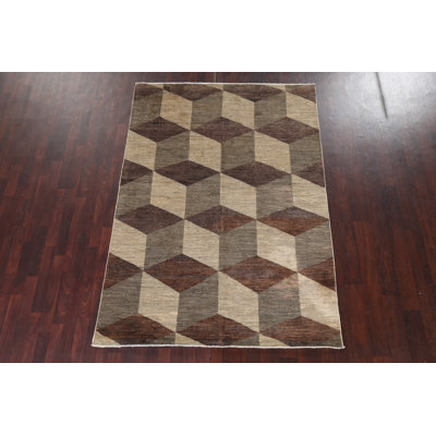 Tapis oriental moderne en laine Gabbeh Kashkoli noué à la main 6 x 8