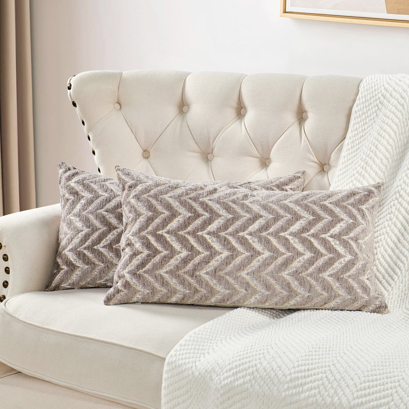 Housse de coussin lombaire en chenille Arusha, Brun pâle