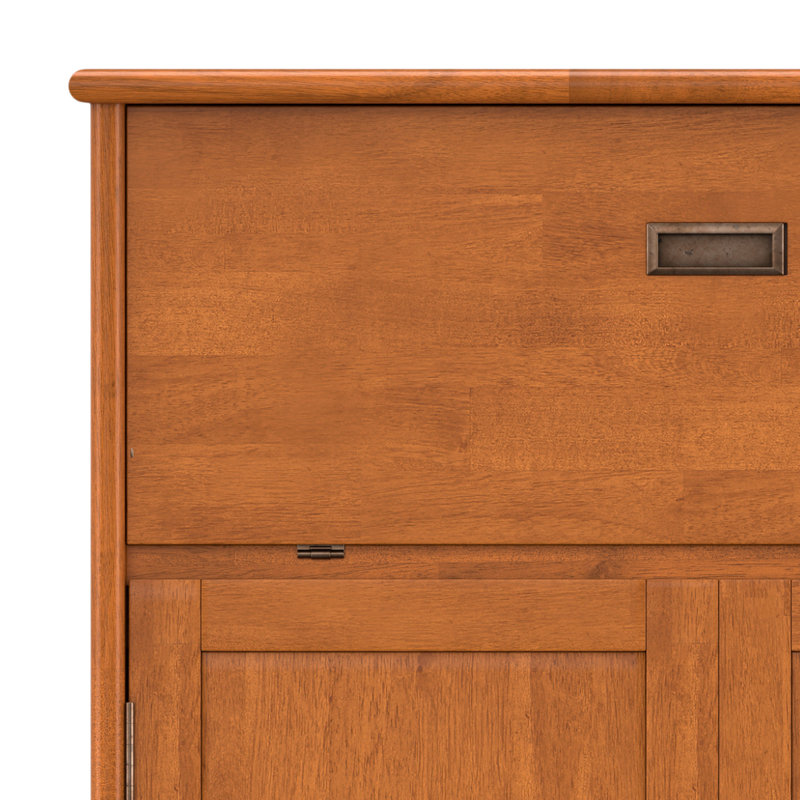 Draper Teak Brown Solid Hardwood Mid-Century Bar Cabinet