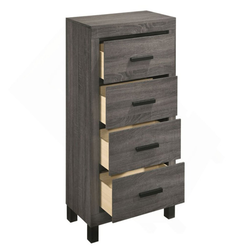 Mobilier de chambre à coucher moderne de style transitionnel en bois avec poignées de bar 1 pièce
