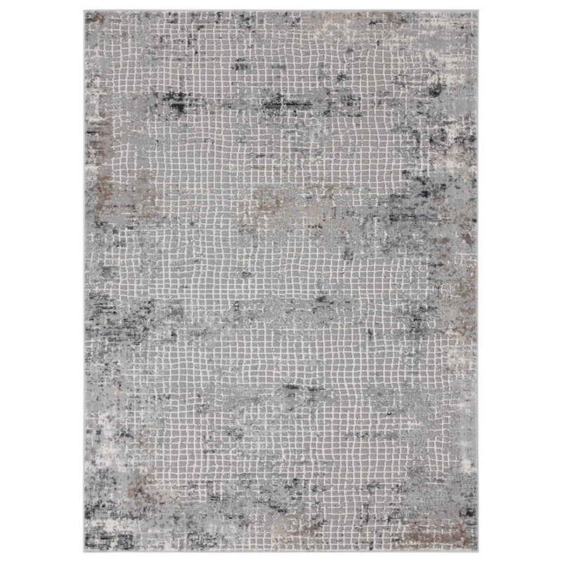 Tapis gris surdimensionné 12 pi 6 po x 15 pi Fachini Devine de United Weavers