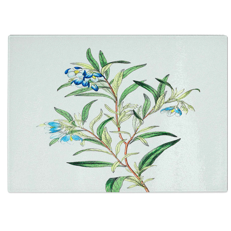 Tempered Glass Bluebell Flowers Chopping Board, 28.5 cm W x 20 cm L