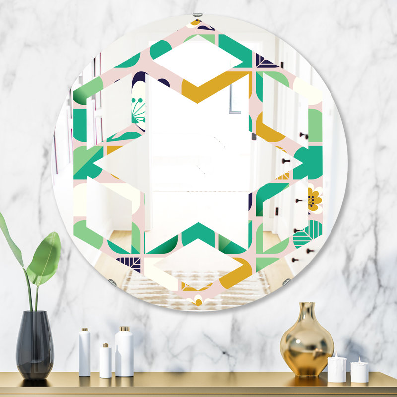Miroir mural Hexagon Star, H 31,5 po x l 23,7 po, Hexagone étoile géométrique avec hexagone de fl