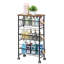 Chariot de cuisine à 4 niveaux avec plateau en bois et paniers grillagés, support de rangement mobile de 30,1 po