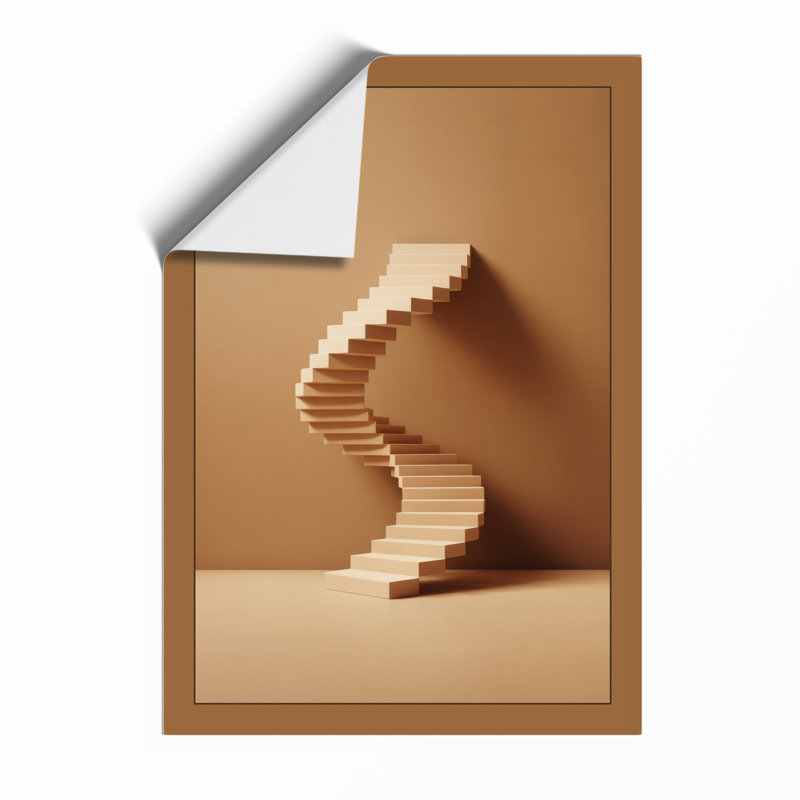 Stacked Wooden Forms Minimalist - Framed Print, A2 - 59.4 x 42.0 cm, Unframed