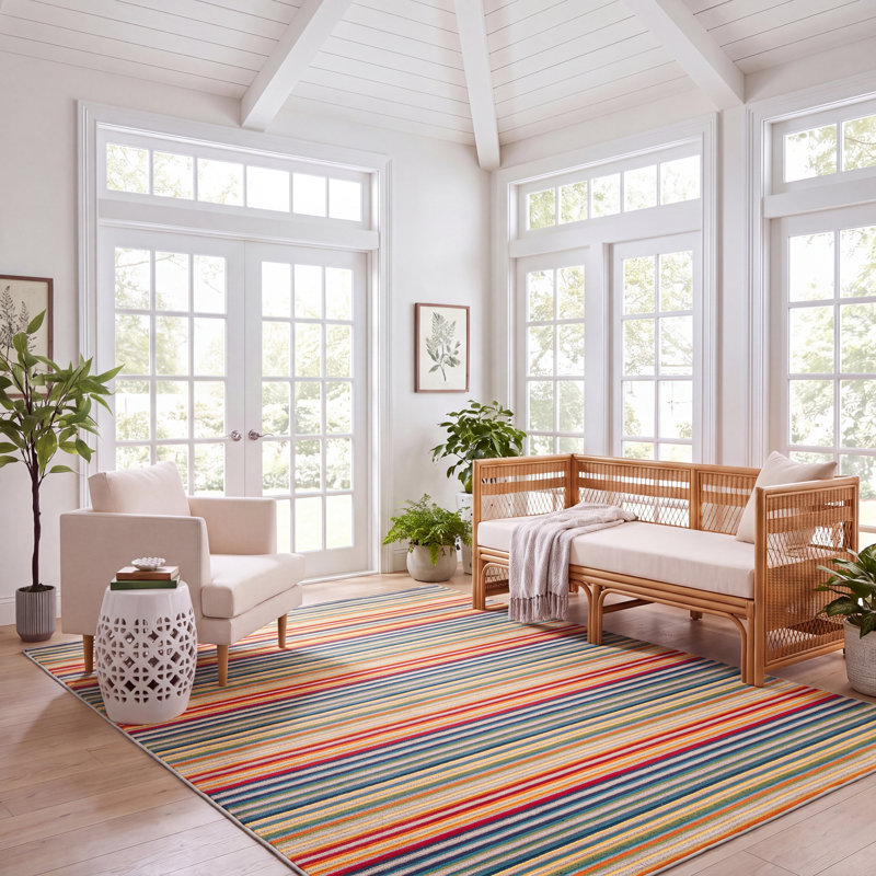Kamari Performance Striped Indoor/Outdoor Area Rug, Rectangle 8' x 10'