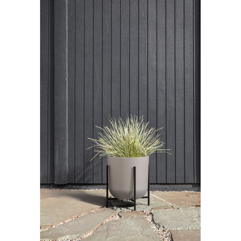 Mason Series Round Pot Planter with Drainage Holes, Gray, 1