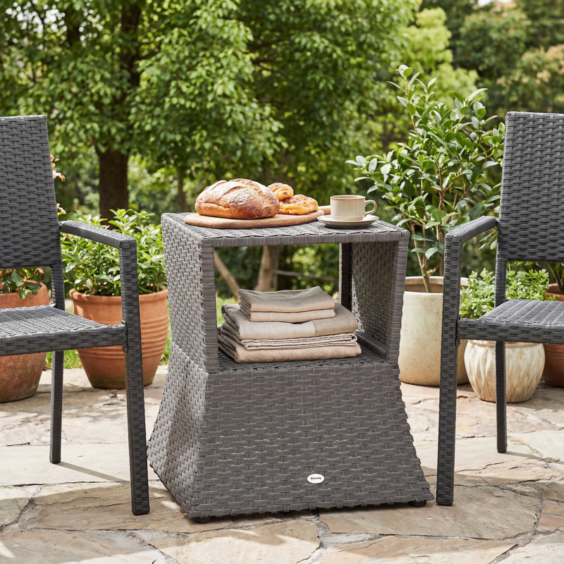 Square Metal Outdoor Coffee Table With Umbrella Hole , 54cm W 54cm D
