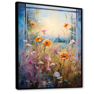 Orange et bleu «Meadow View» - prairie, art mural