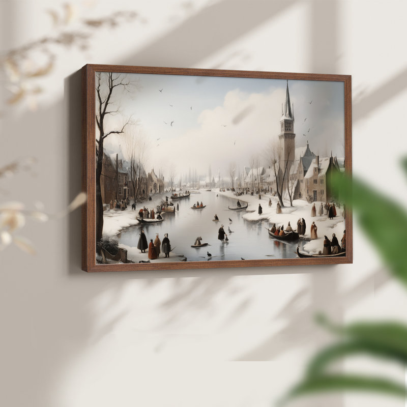 Art de Noël - CMXIV - Reproduction encadrée - Restickable, H 16 po x l 20 po, Noyer