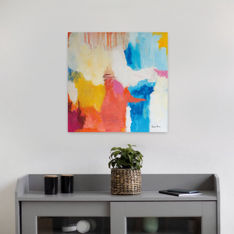 Style contemporain zen avec art abstrait bleu, H 18 po x l 18 po