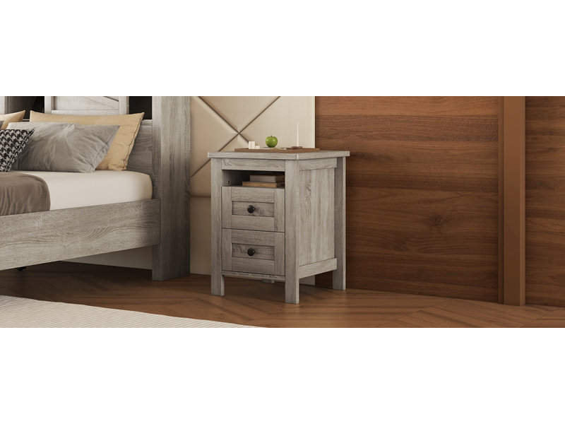 Cornela 2 - Drawer End Table, Antique Gray