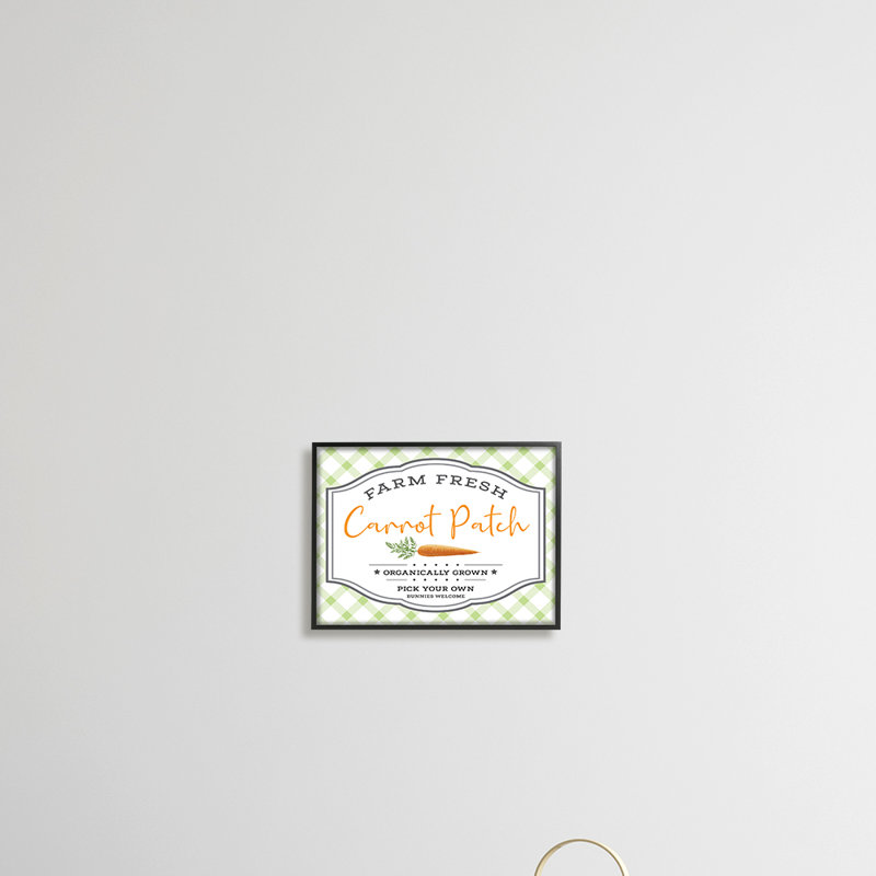 " Farm Fresh Carrot Patch Country Sign Green Plaid ", Wrapped Canvas, 24" H x 30" W x 1.5" D