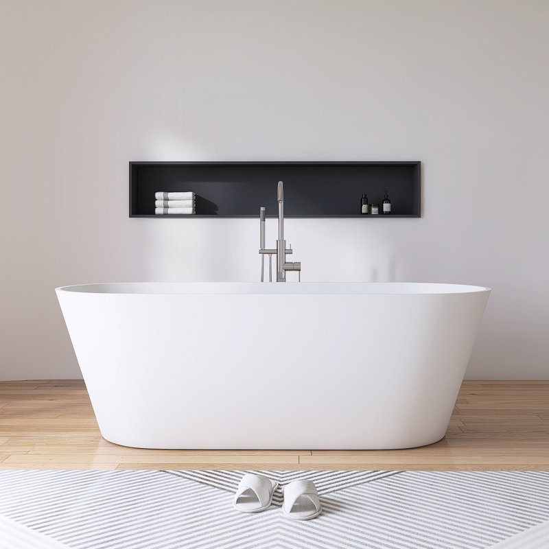 67" x 32" Freestanding Tub Solid Surface Stone Resin Soaking Bathtub