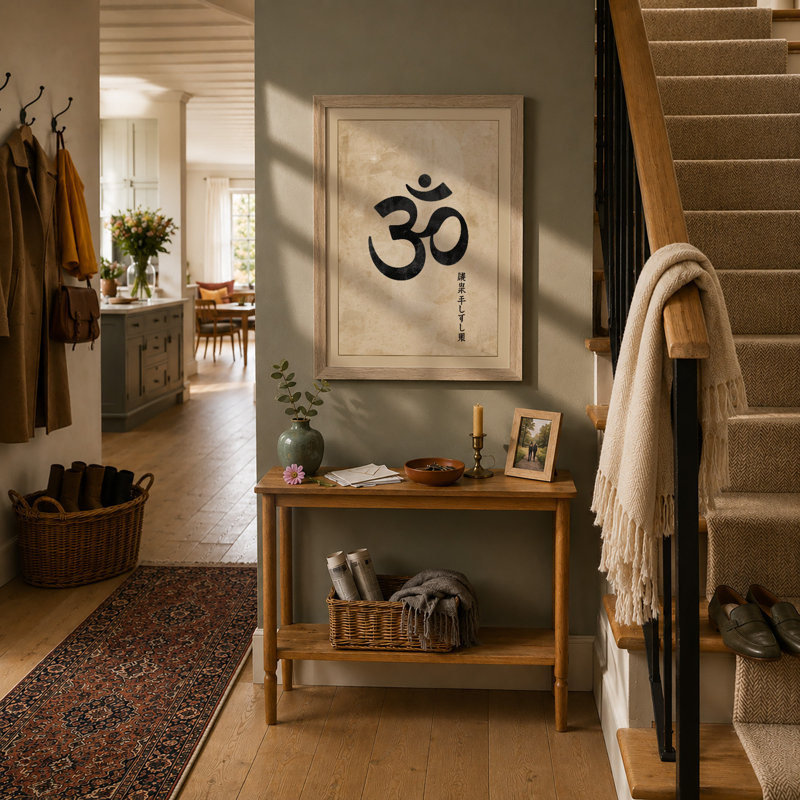 Sacred Om Symbol Japandi - Framed Print, A1 - 84.1 x 59.4 cm, Oak