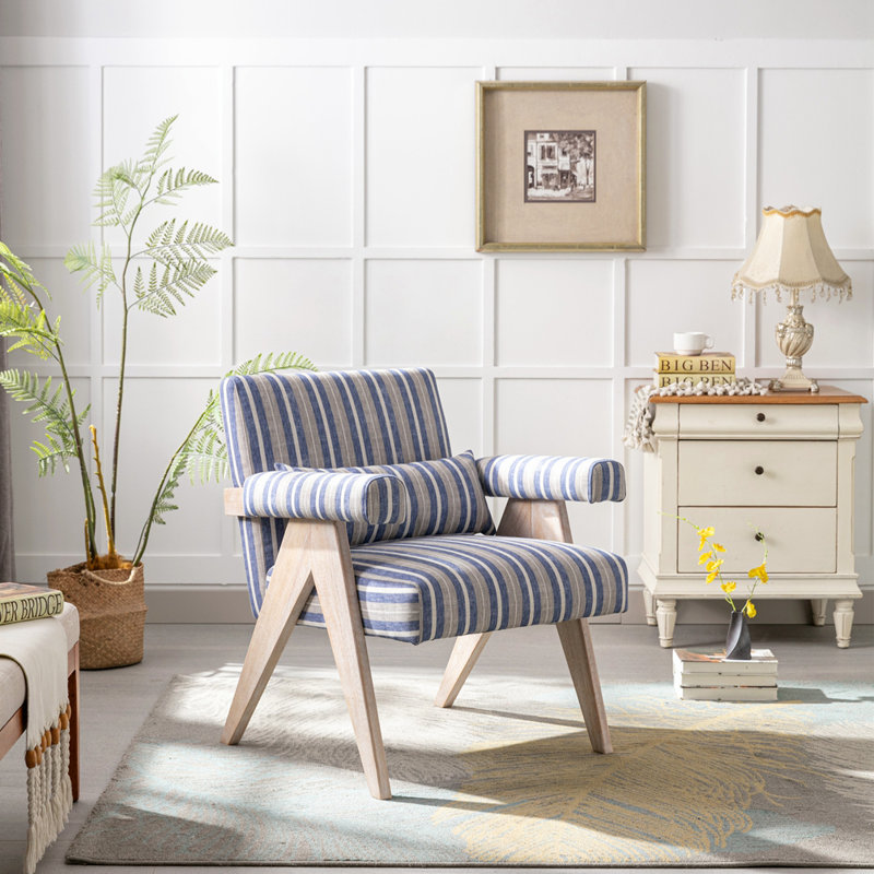 Fauteuil Casselton, Naturel, Bleu/gris