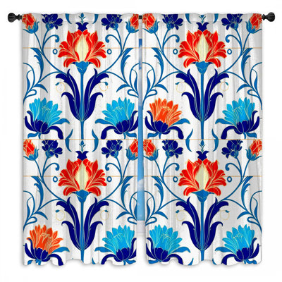 Rideaux de fenêtre à carreaux colorés colorés et obscurcissant à motif floral - 2 panneaux