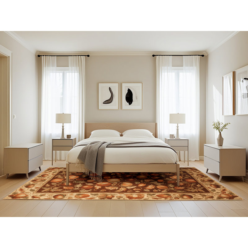Tapis brun français lavable à la machine, Rectangle de 5 pi x 8 pi