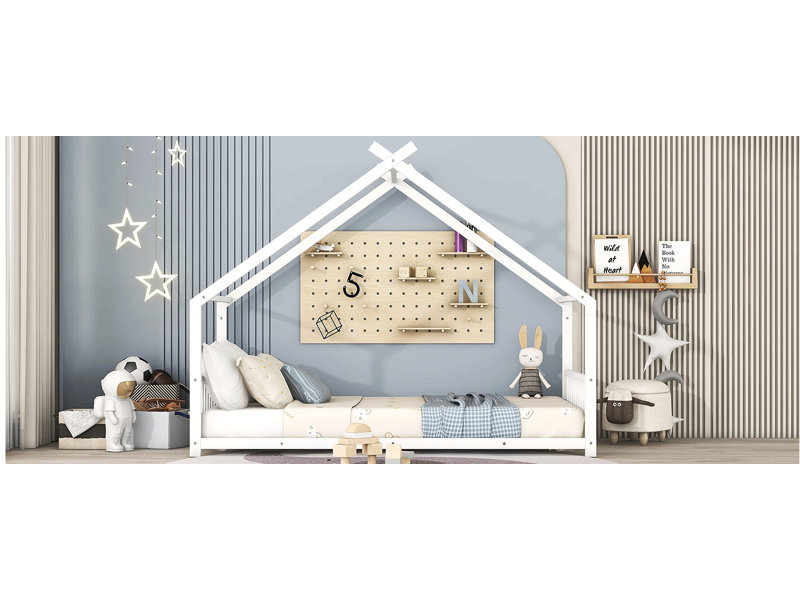 Lit en métal pour chambre d'amis Christenson, Lit simple, Blanc