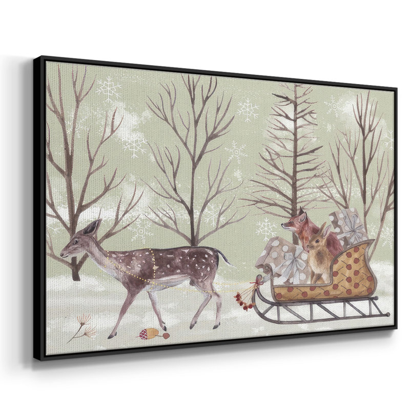 Christmas Time II, toile tendue avec châssis, Papier avec cadre noir flottant, H 17 po x l 25 po x P 1,5 po